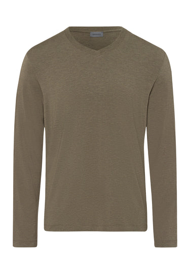 75036 Casuals L/Slv Shirt V-Neck - 1267 Dark Elmwood Melange